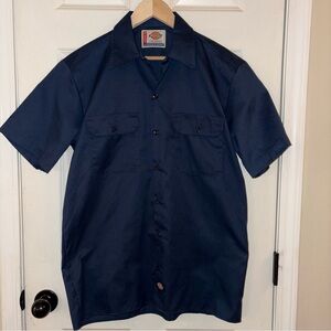 Dickies Classic Work Shirt Workwear Men's Size M Blue Short Sleeve Button Up